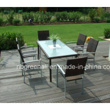 Patio Garden Aluminum PE Outdoor Rattan Dining Chair Set